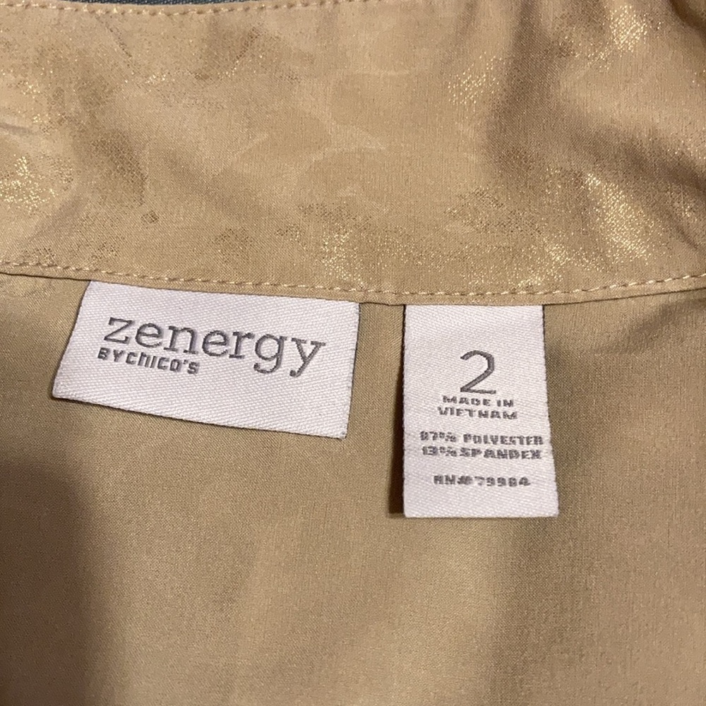 Chico’s shiny tan jacket. Size 2 - Picture 2 of 6